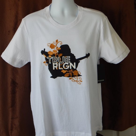 NWT MEN TRUE RELIGION Embroidered Vines Graphic White T Shirt Size L; XL - Picture 2 of 4